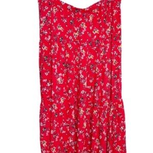 Beachlunchlounge Red Floral Midi Skirt Size Large
